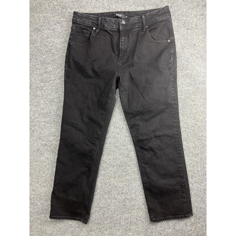 Hudson Jeans Womens 14 Black Dark Wash Mid Rise Straight Stretch Denim 34x28
